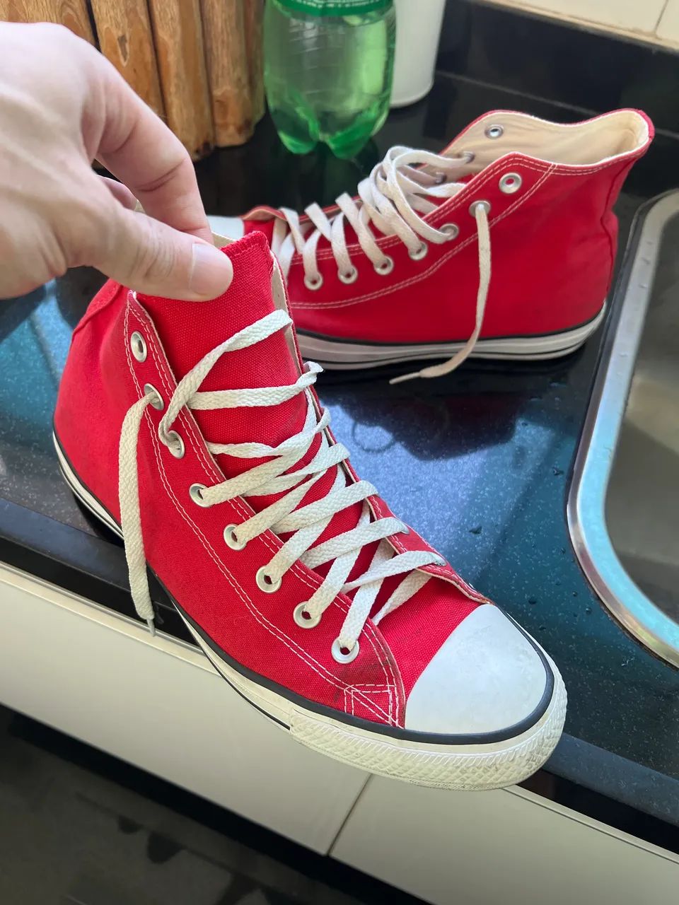Tênis allstar vermelho cano médio 