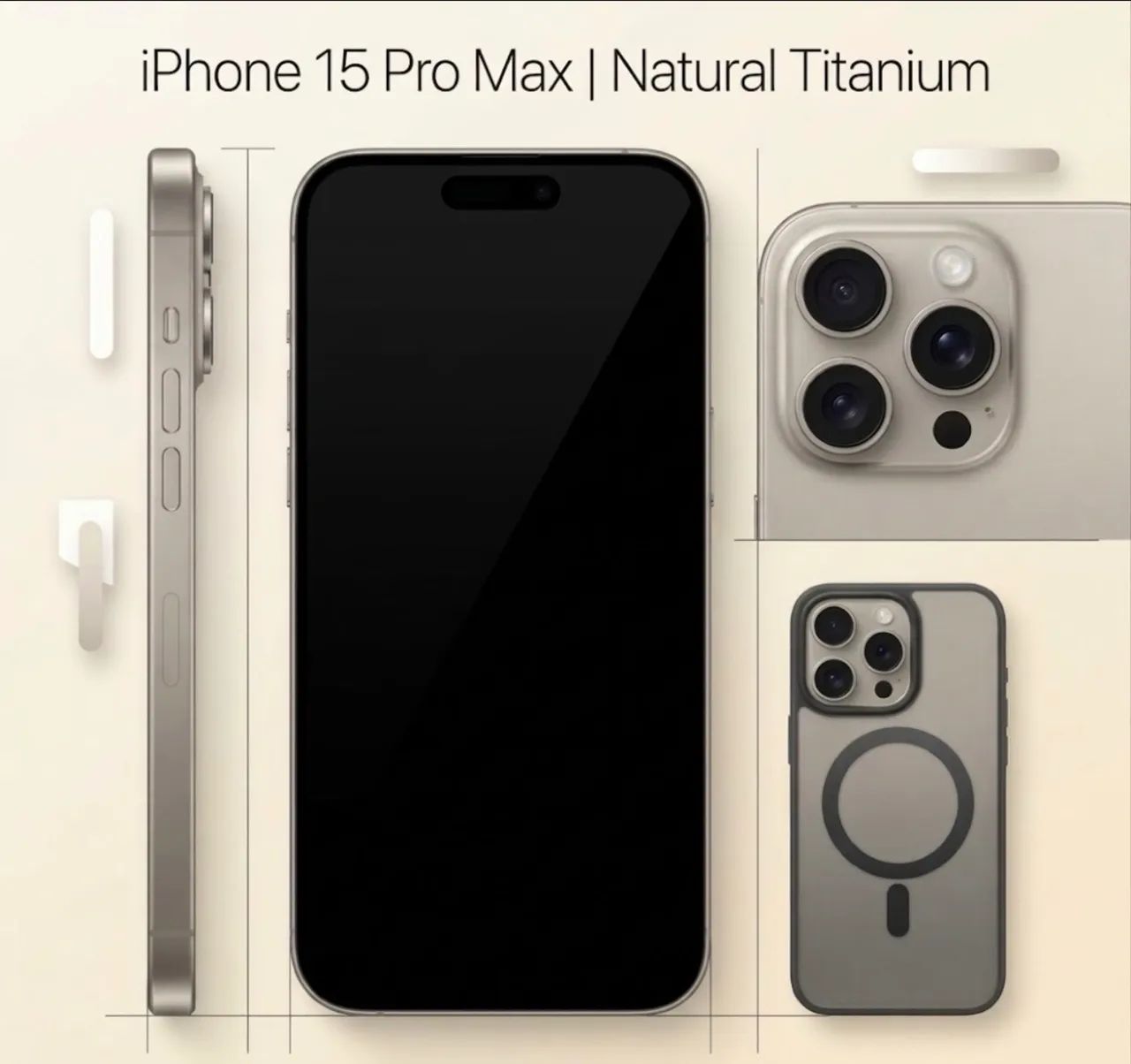 iPhone 15 Pro Max 256GB Titânio Natural - Impecável + Capa X-One