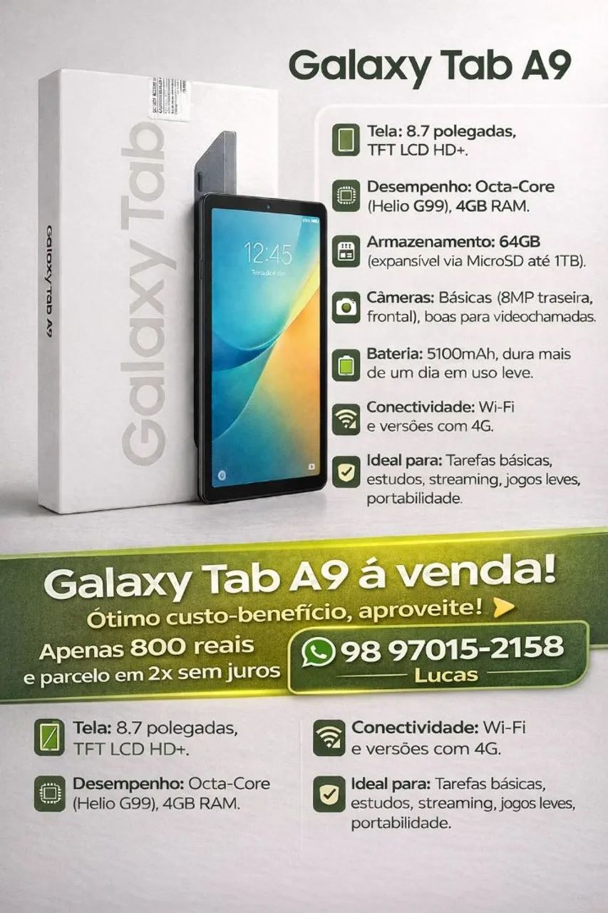 VENDO TABLET NOVO/NUNCA USADO