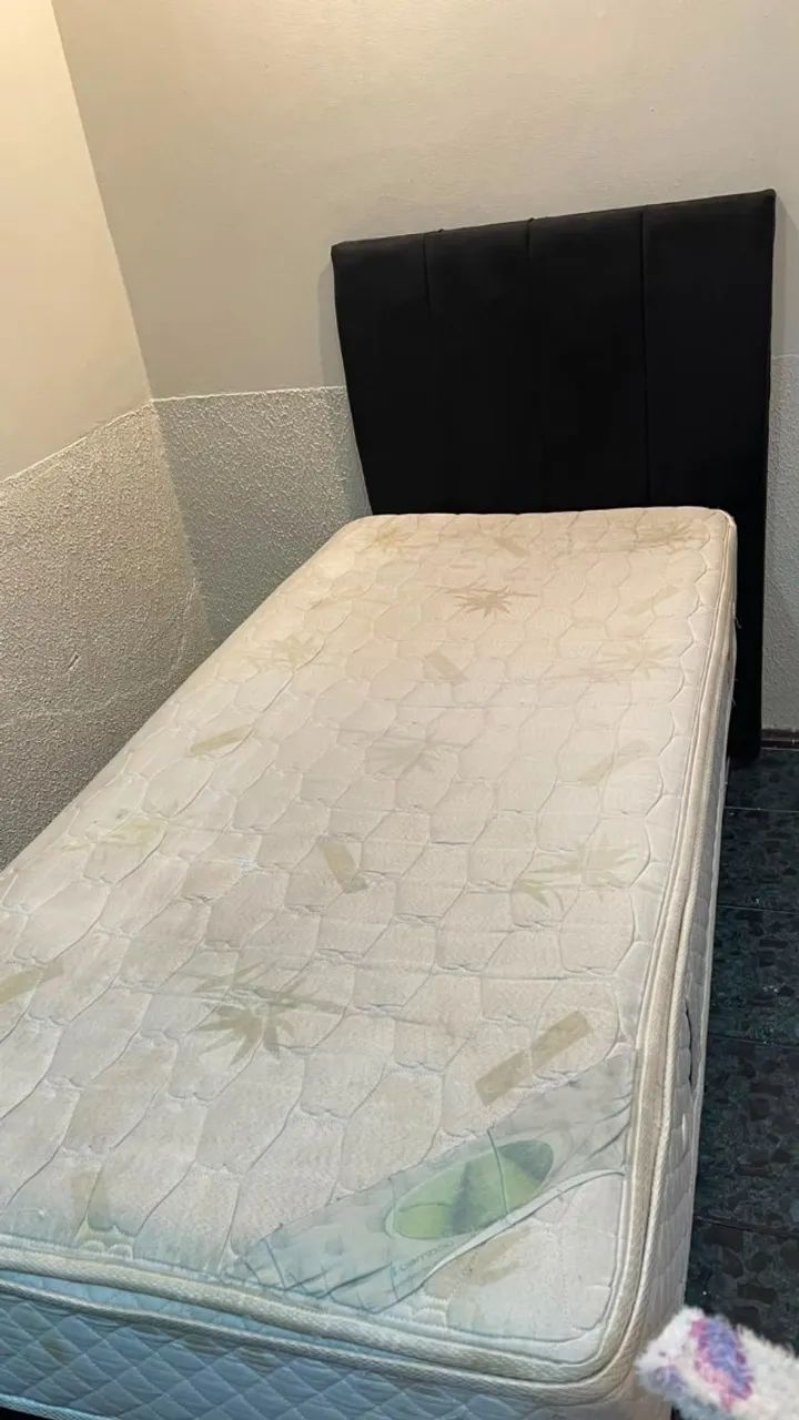 Cama Box Solteiro com Baú, Colchão e Cabeceira Estofada - Foto 2