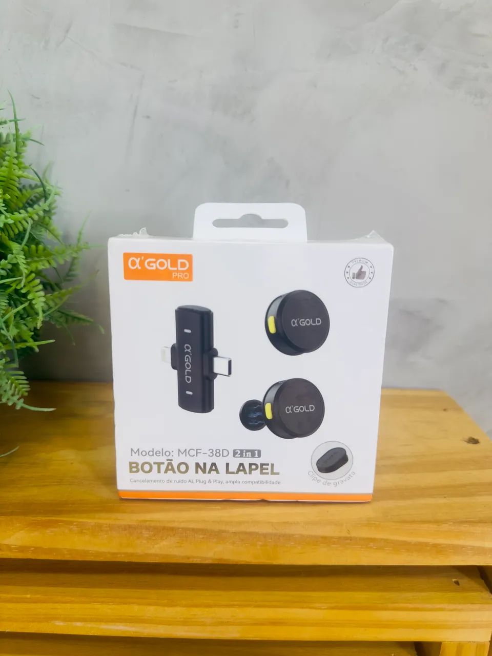 Microfone Duplo de Lapela Gold | Sem Fio | Entrega Imediata
