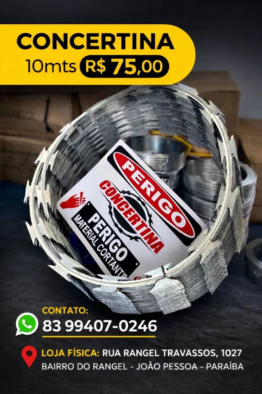 Cerca de Concertina 30cm - Rendimento 10 Metros | Segurança para Muros