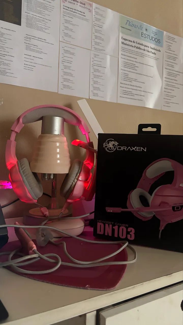 Headset gamer draxen rosa Dn103 - Foto 3