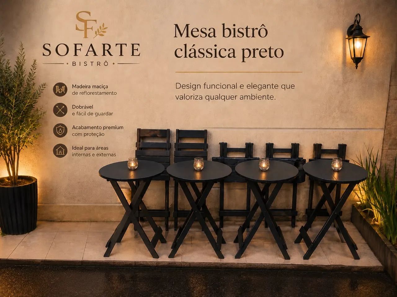 Mesa Bistrô dobrável - Para bares e Restaurantes  - Foto 2