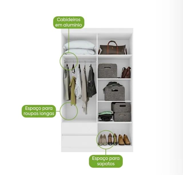 Guarda-Roupa Branco Prime 119 - Foto 2