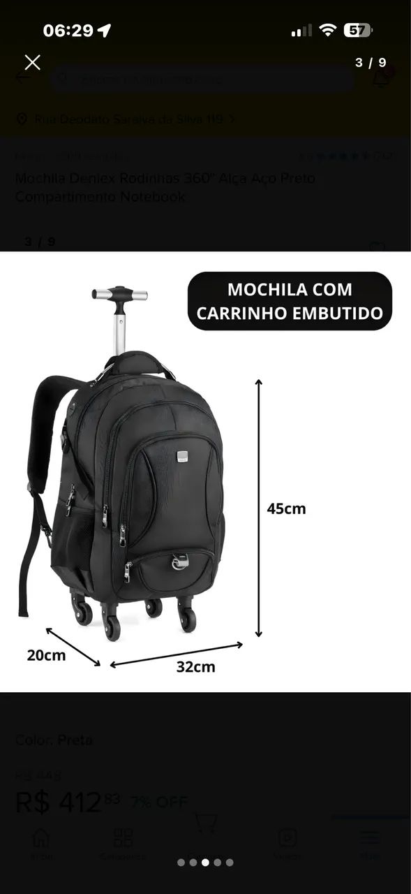 Mochila escolar Denlex Rodinhas 360° Alça Aço - Foto 2