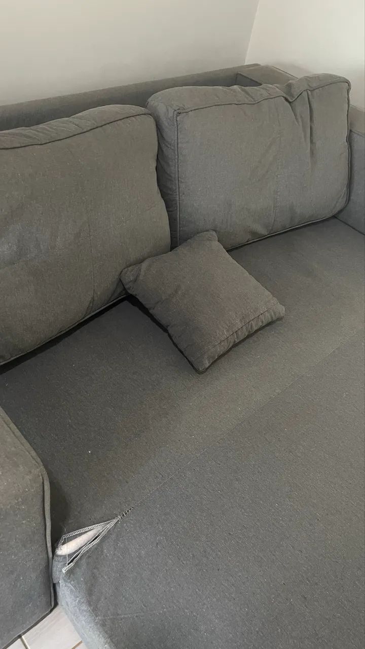 Sofá cama linho cinza 3 lugares  - Foto 5