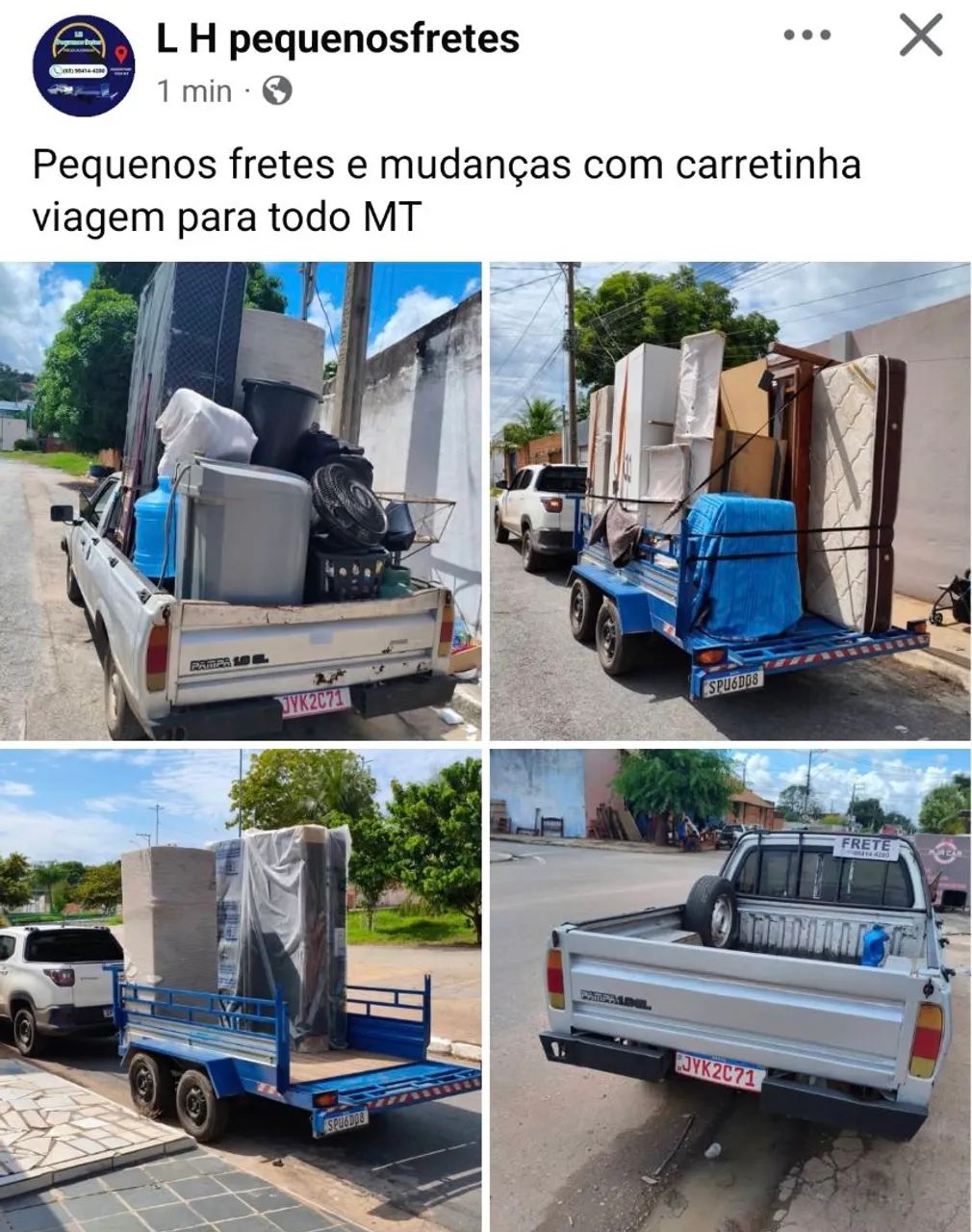 Frete pequeno e frete grandes com carretinha 