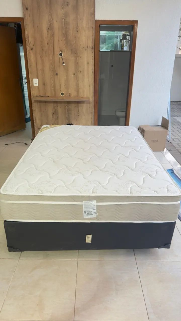 Cama Box Casal + Colchão Ortobom Airtech Springpocket