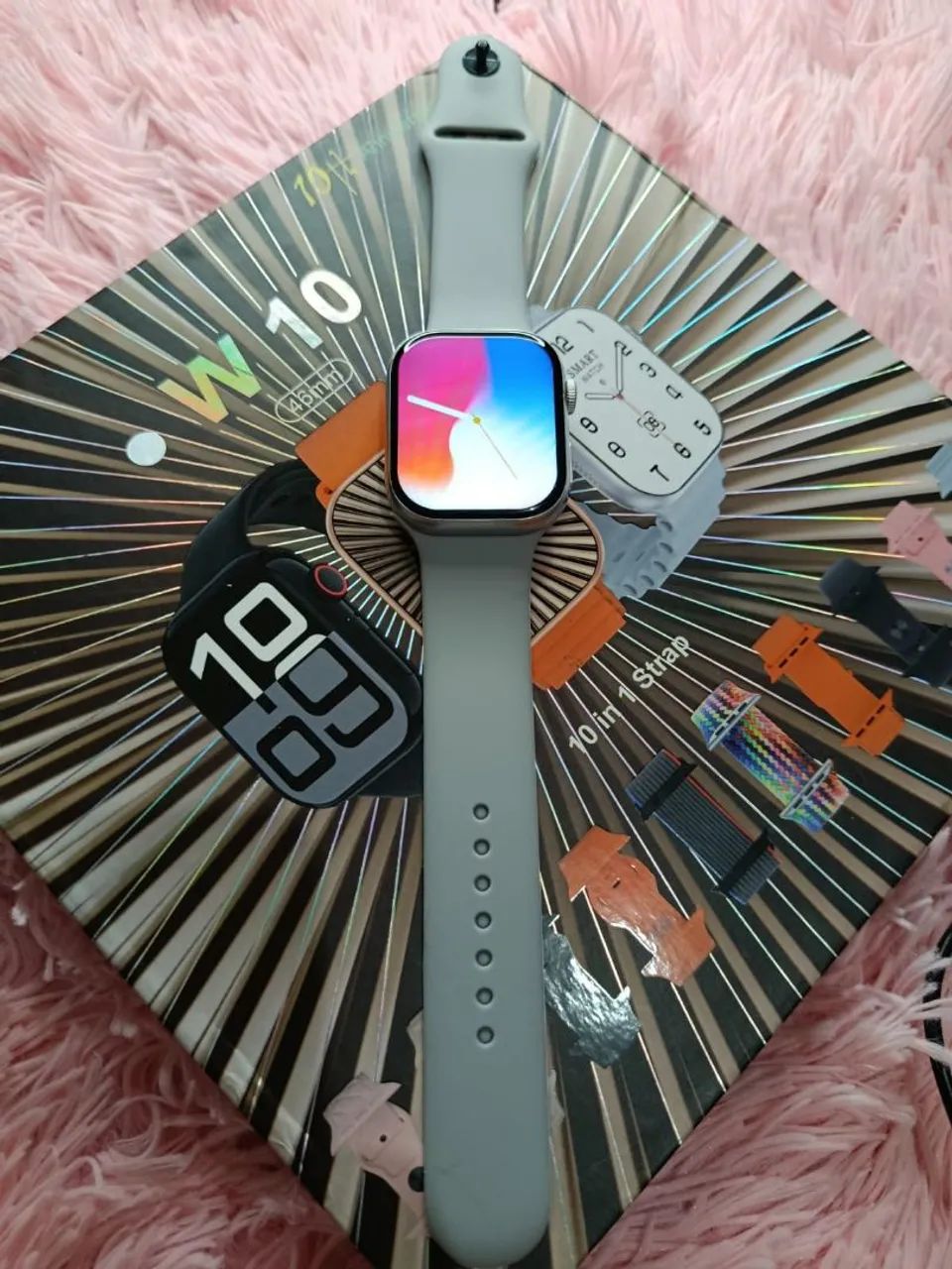 Kit Smartwatch W10 com 10 pulseiras - Foto 3