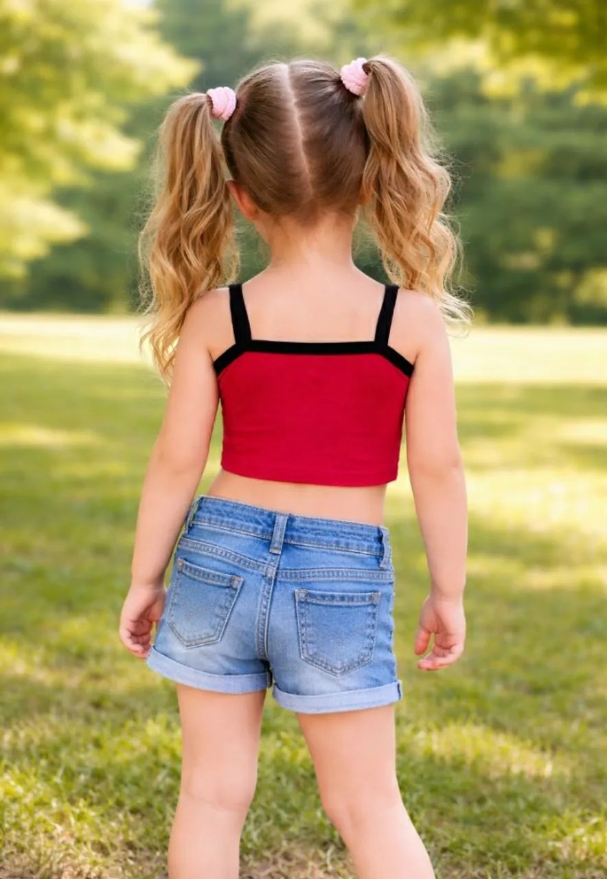 KIT COM 3 CROPPEDS ALCINHA INFANTIL - Foto 4