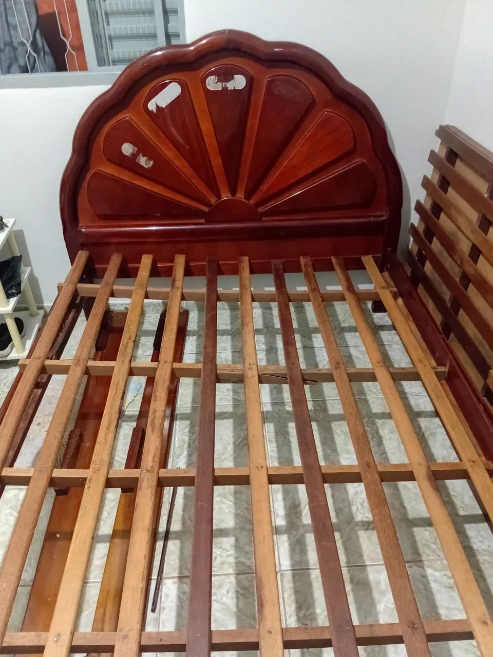 Cama Casal Madeira Mogno