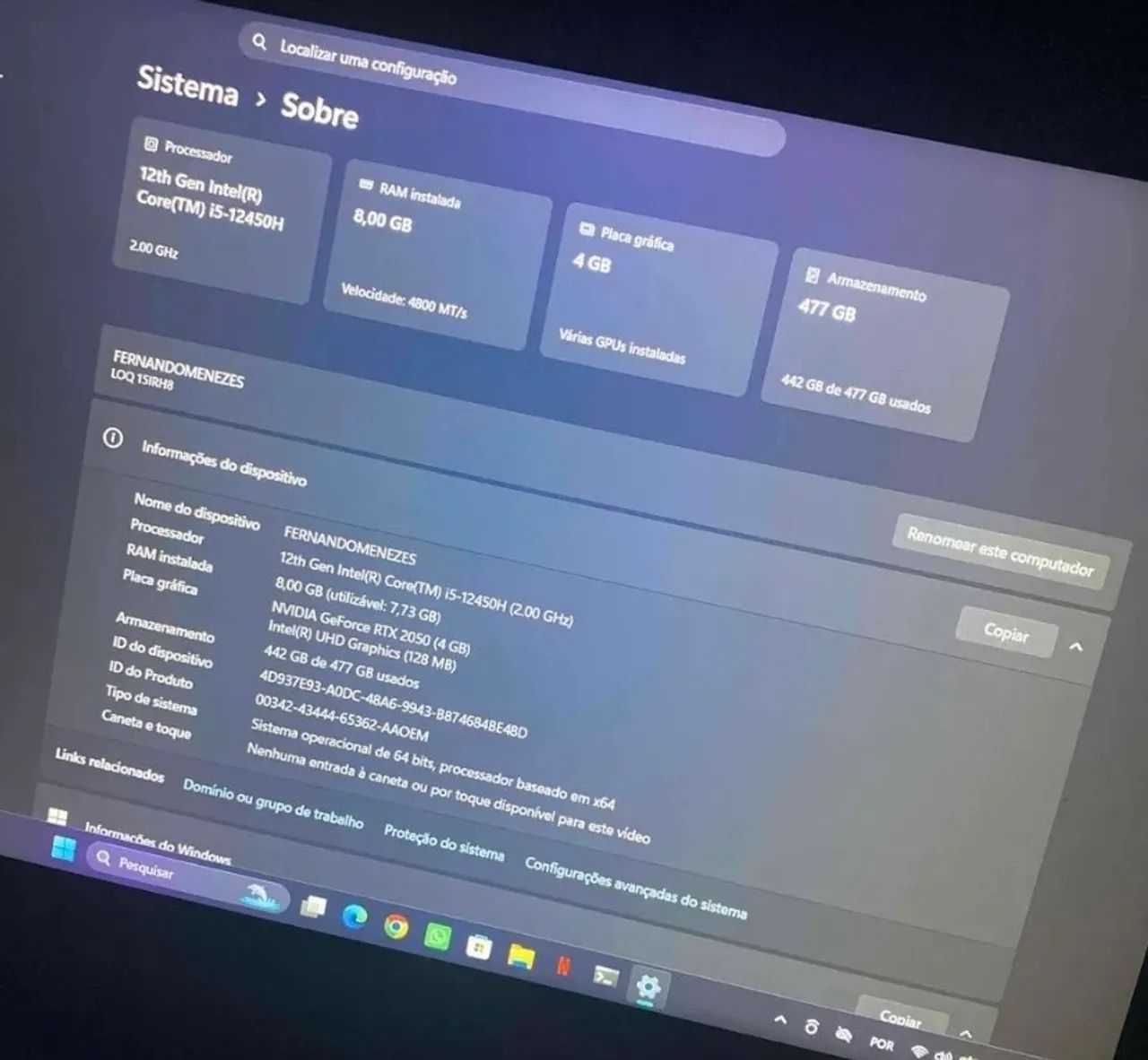 Notebook gamer, Lenovo LOQ rtx 2050 - Foto 2