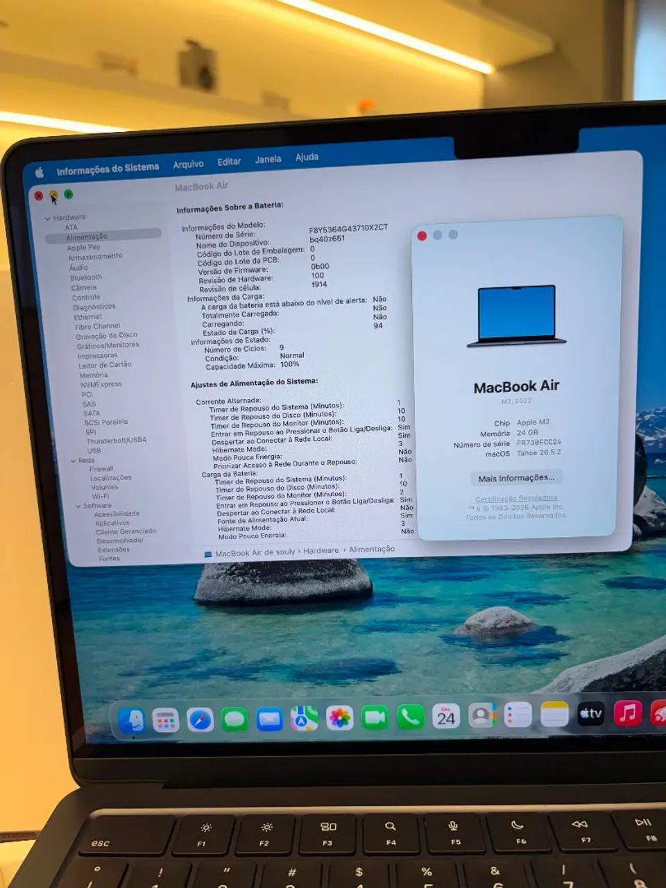 Macbook Air M2 512gb 24gb Garantia Apple 2027 Loja Física