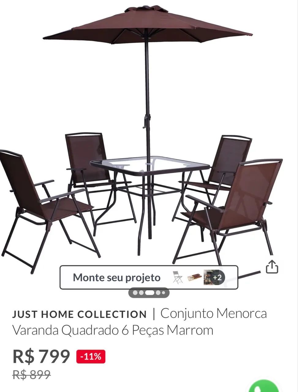Conjunto de mesa e cadeiras para area externa - Foto 2