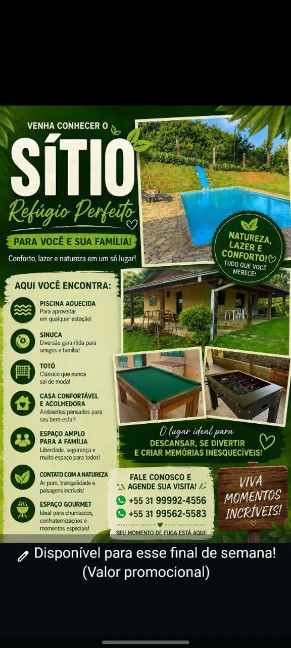 Sitio pequeno refúgio disponível 