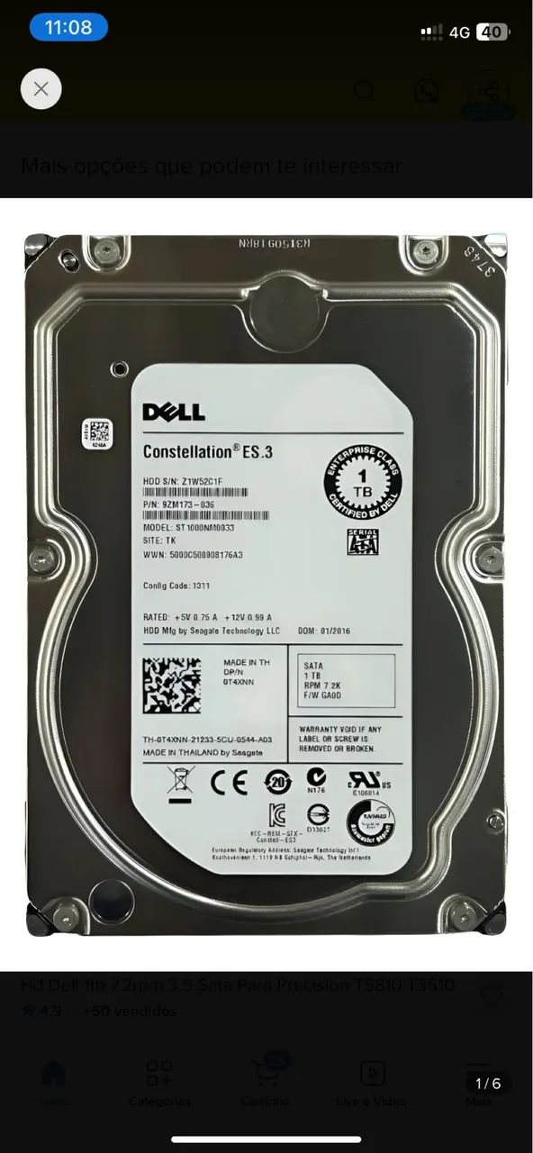Hd Dell Servidor 1tb