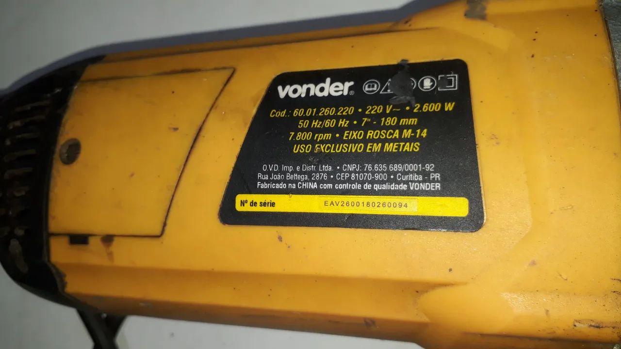 Esmerilhadeira Angular EAV 2600 W  VONDER (Semi nova) - Foto 5