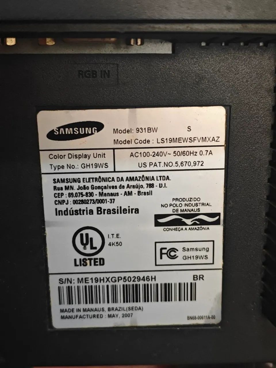 Monitor Samsung SyncMater 931bw - Foto 3