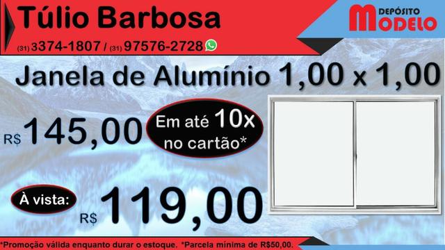 Janela Alumínio 1,00 x 1,00 NOVA com Vidro #MuitoBarato