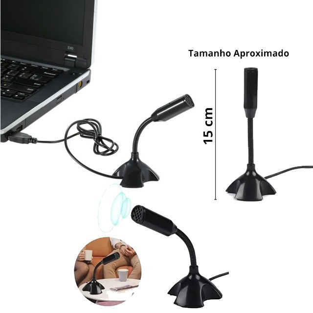 Microfone Para Desktop Notebook Usb Com Suporte De Ajustvel 360 - Foto 3