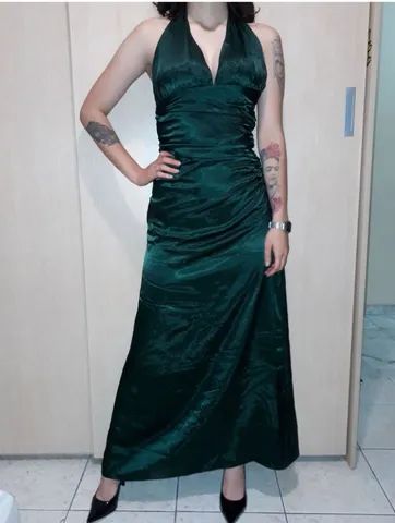 Vestido Festa Verde Cetim