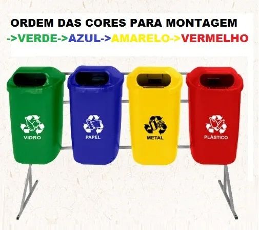 Kit com 4 Lixeiras de 50 Litros para Coleta Seletiva - Foto 5