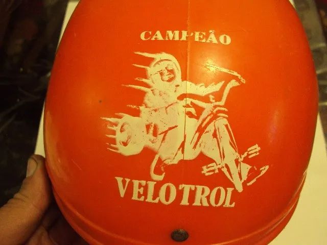 rarissimo capacete carrinho antigo velotrol decada 70 80 original 