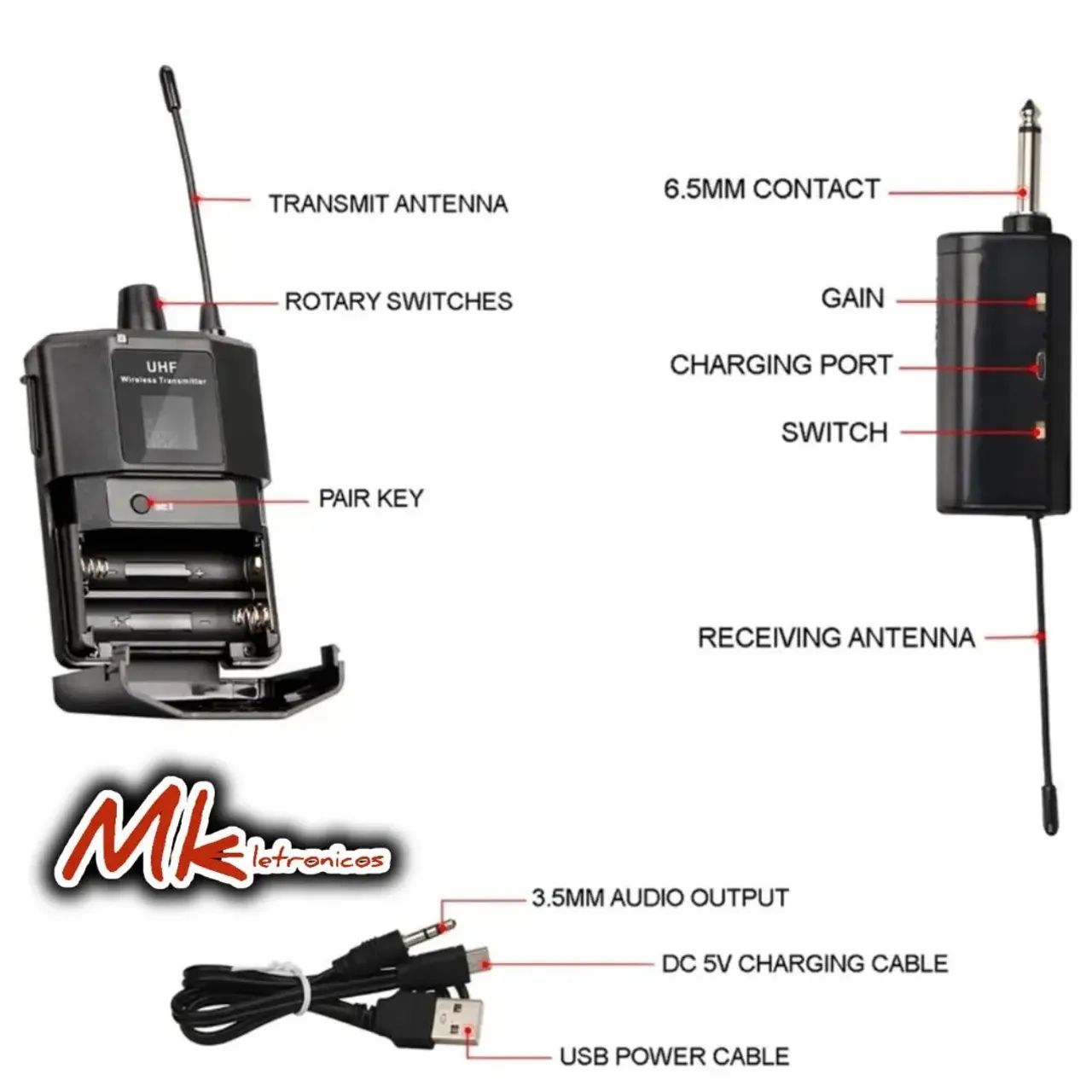 Microfone UHF Wireless Receptor  - Foto 4