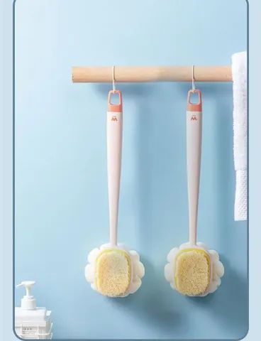 escova com dupla face, esponja e escova para banho usar no chuveiro com função esfoliante. - Foto 6