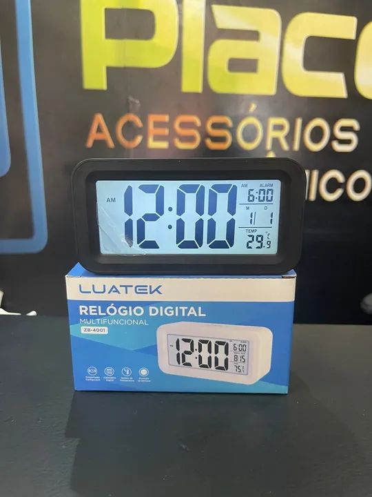 Relógio Despertador Digital Retangular A Pilha Cor Preto