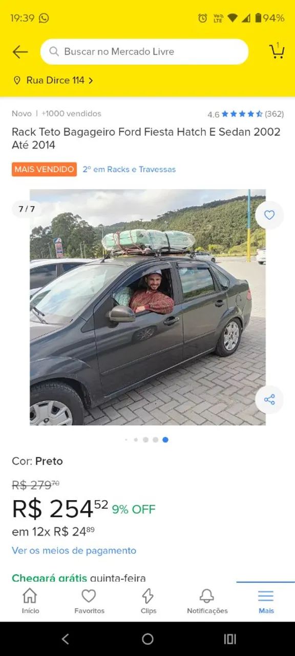 Rack de Teto para Ford Fiesta Hatch E Sedan 2002-2014 - Foto 2