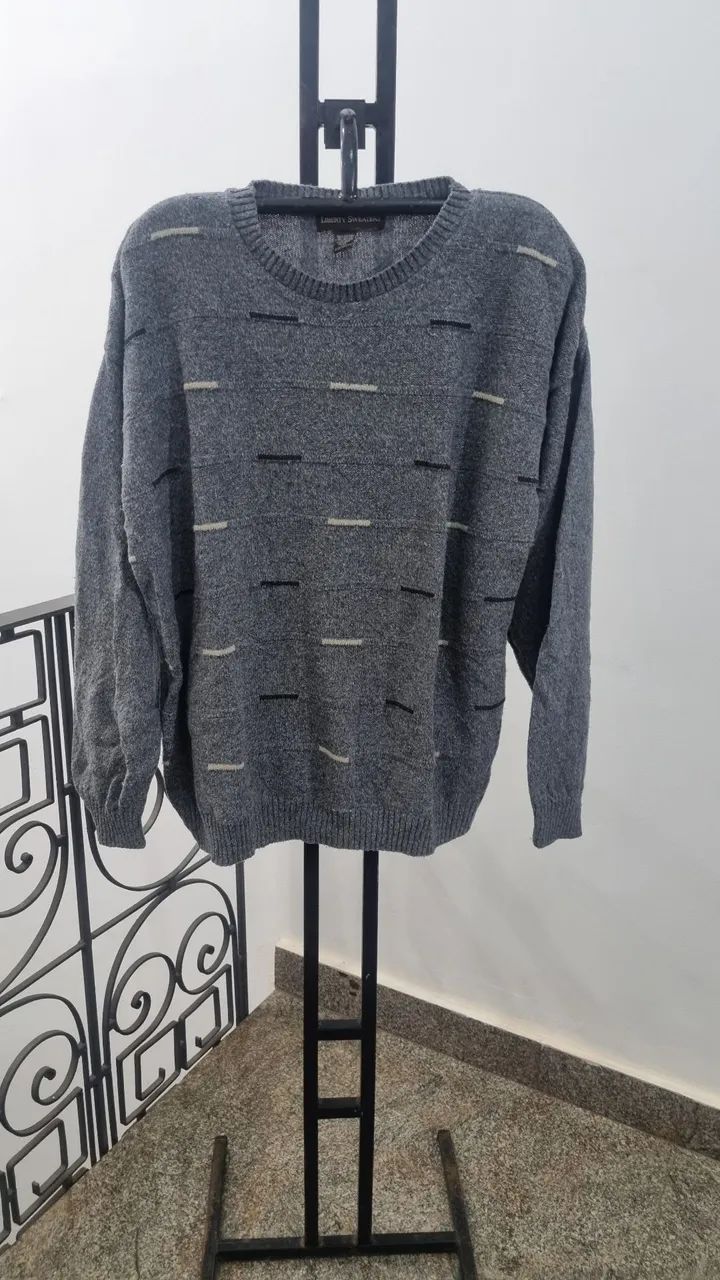 Sueter Masculino Lã Plus Size Cinza - NOVA