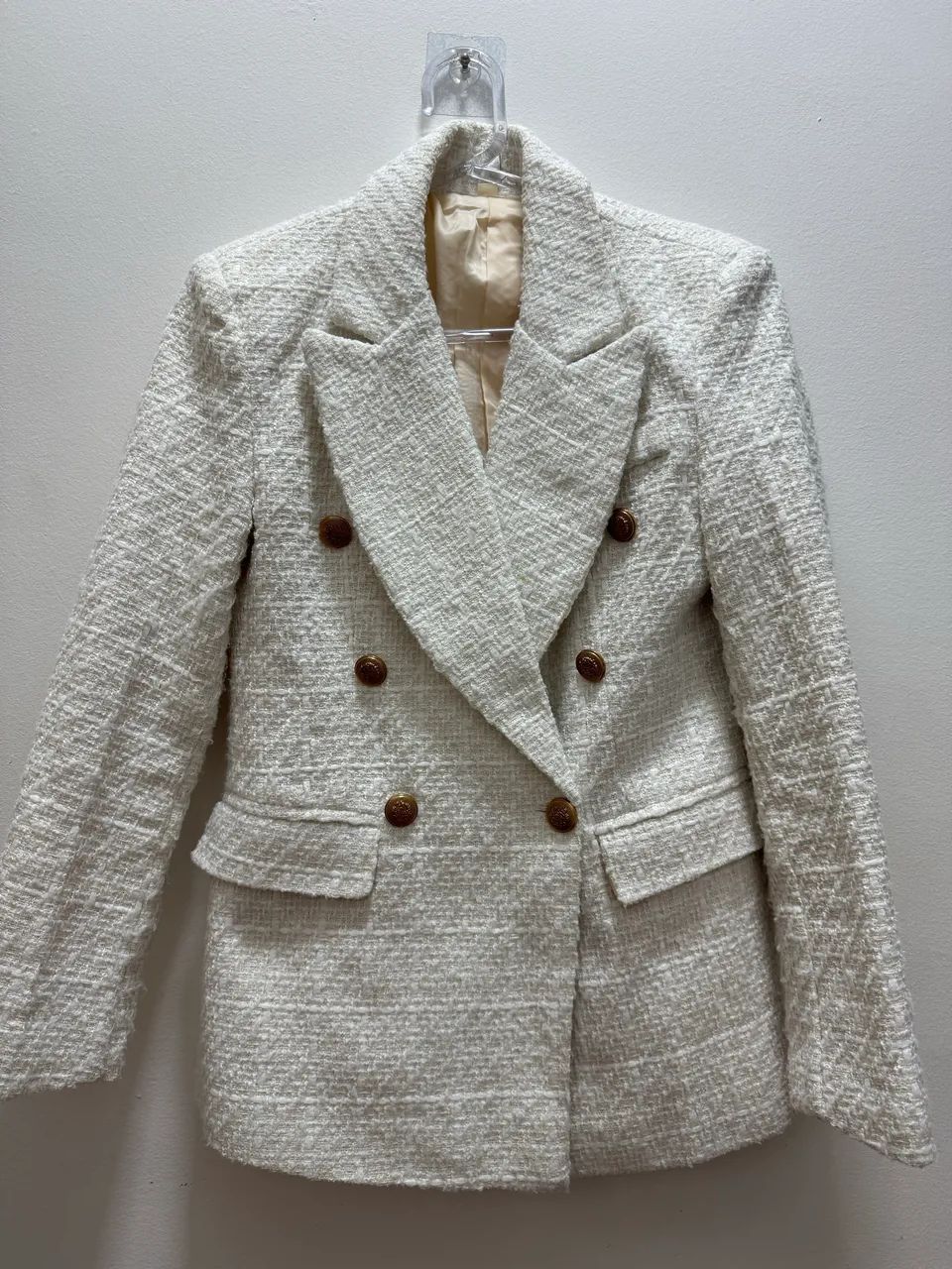  Blazer tweed branca sem marca, usado e tamanho P