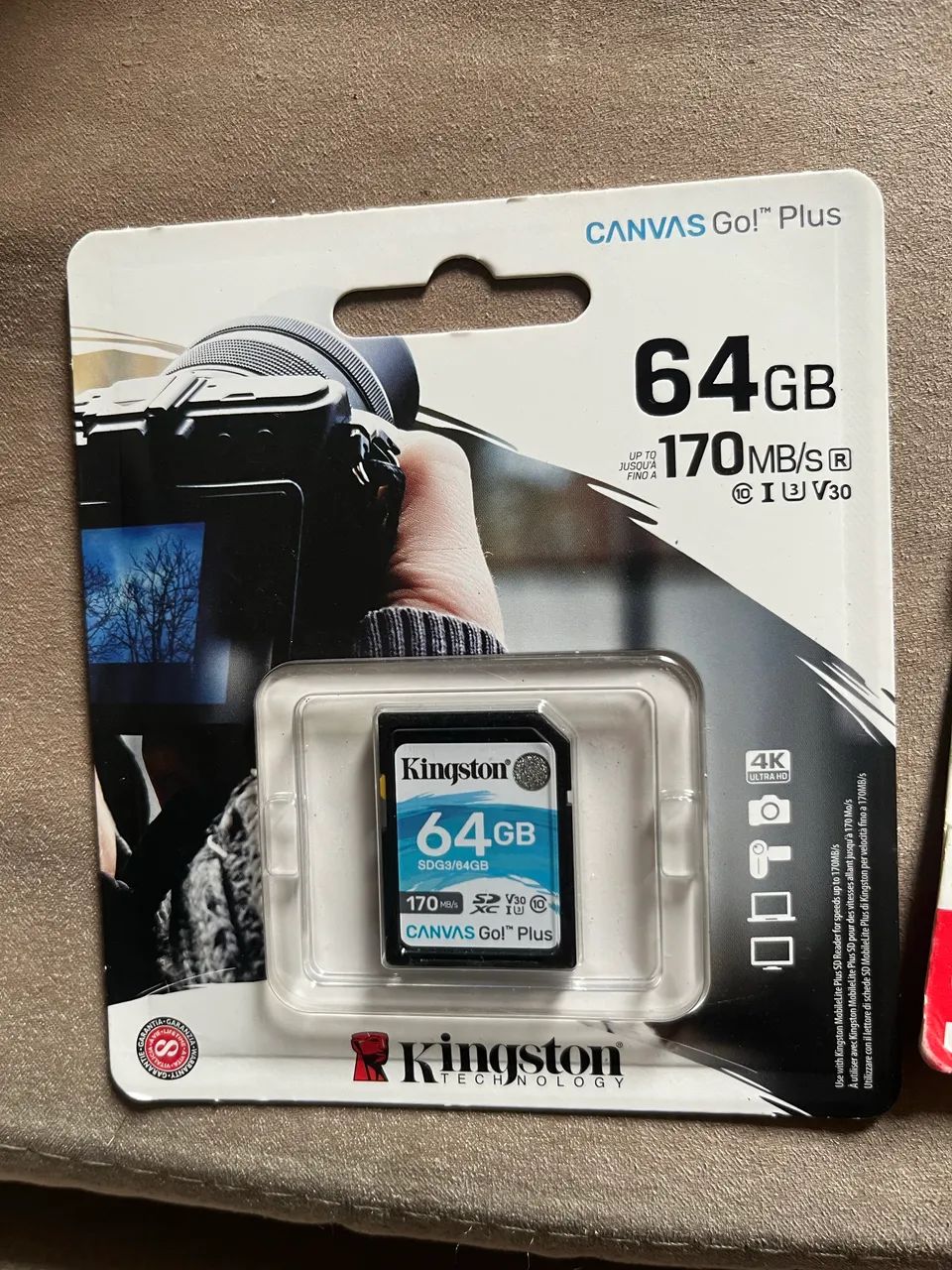 64GB SD Memory Card, Class 10, 170MB/s, Canvas Go Plus SDG3/64GB, Kingston64739356870019122