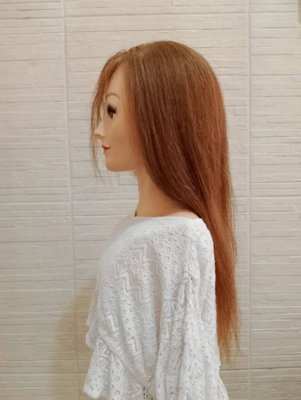 Peruca de cabelo ruivo longo