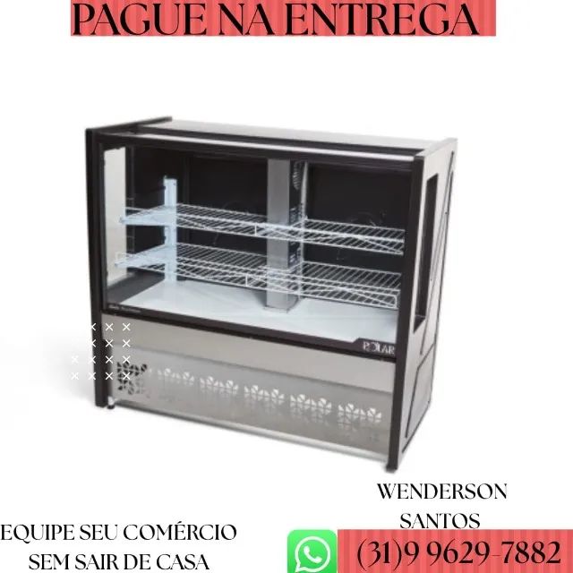Vitrine Torta Polar 1,25M Preto Platinum PVRT 220v Novo