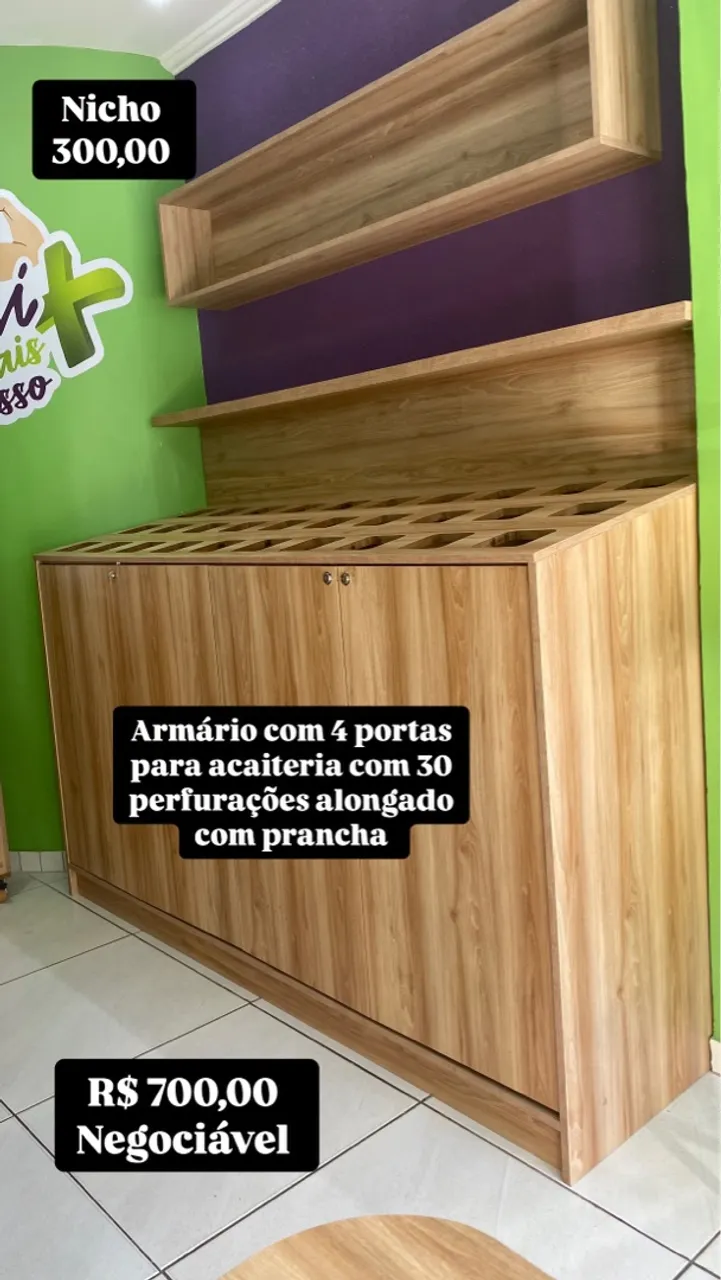 Armário e nicho para Açaí com 4 Portas e Prateleira