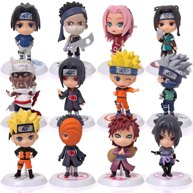 Kit 12 Bonecos Naruto, Sasuke, Sakura, Obito Action Figures Pçs Naruto Shippuden Akatsuki
