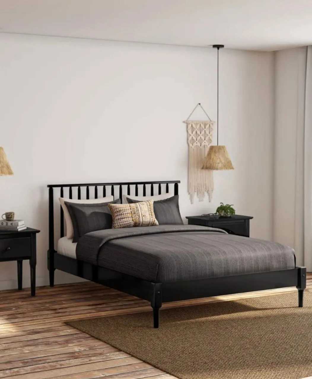 Cama de Casal Estilo Boho com Cabeceira e Design Moderno