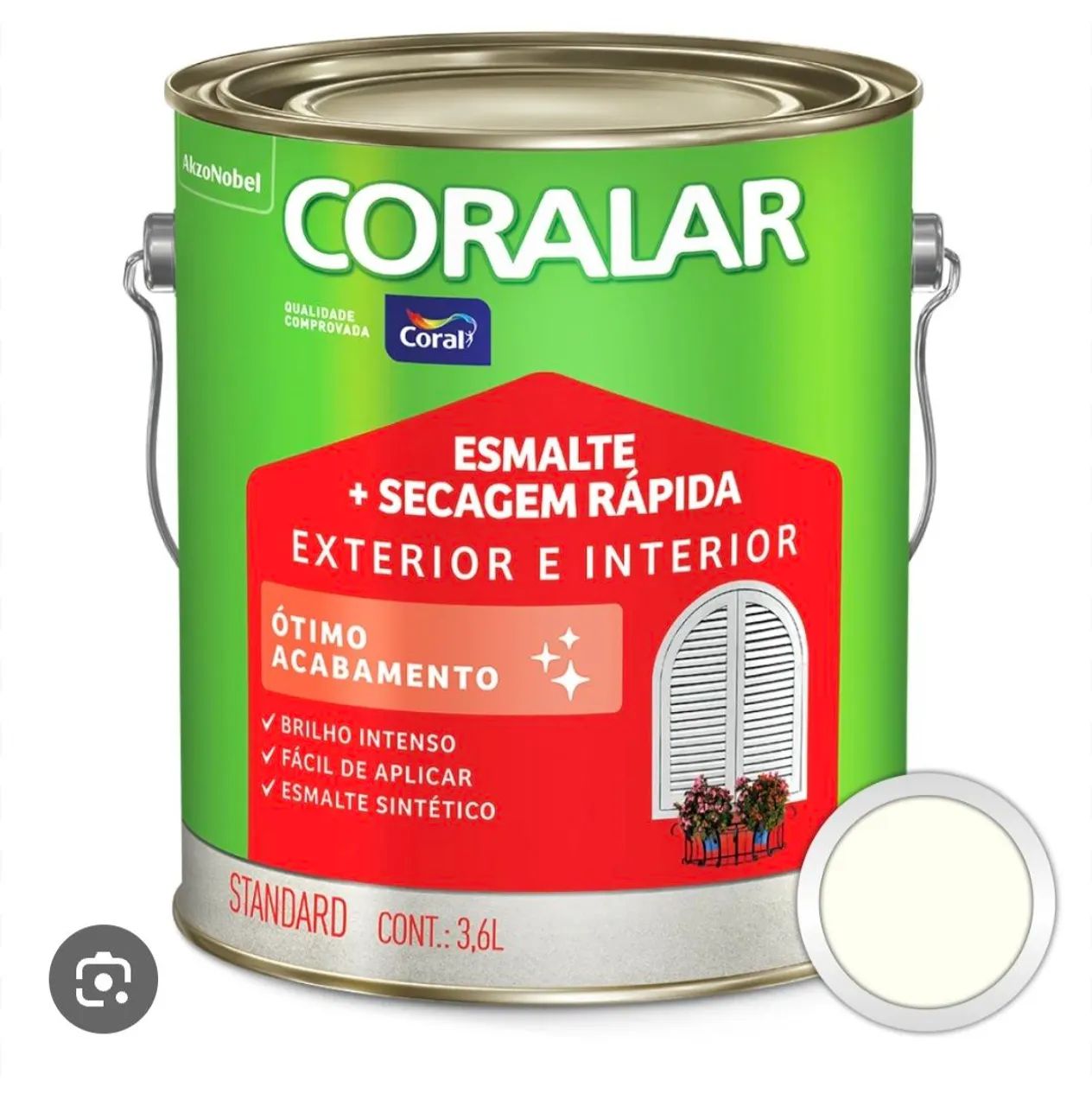 Galão de 3l de tinta esmalte branco brilho