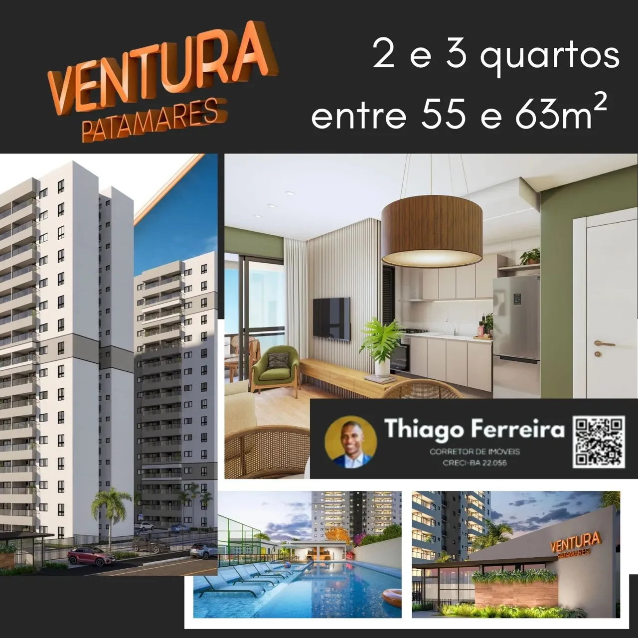 Ventura Patamares, Lançamento De 2 E 3 Quartos Em 55M² E 63M² E 1 Vaga De Garagem. 172OKHF