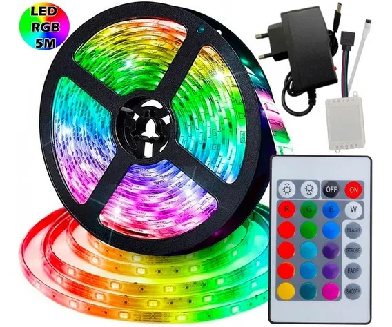 Leds Luz colorido para Enfeitar Casa Loja com 5 metros Flash, Strobo, Fade, Smooth