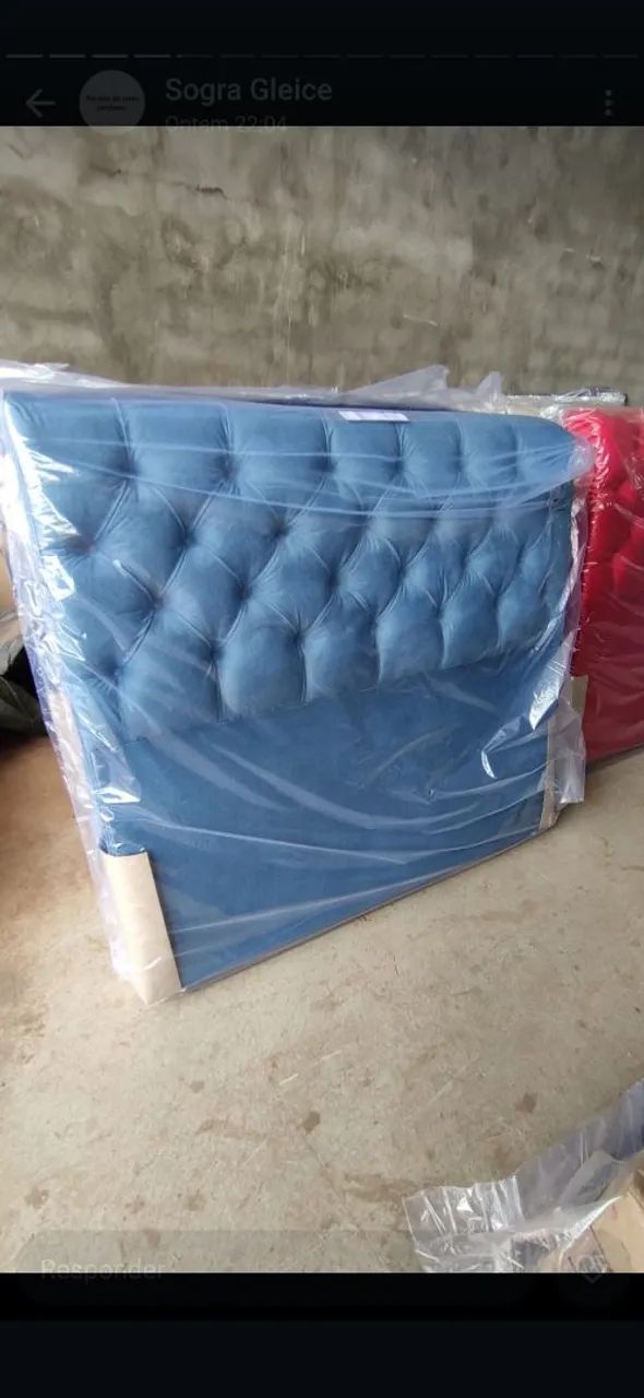 Cabeceira de Cama Box casal  em Suede Azul