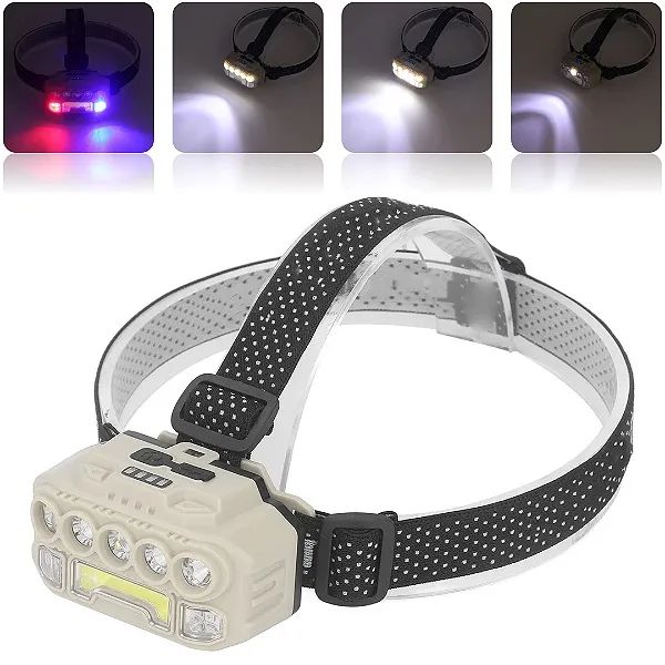 Lanterna de Cabeça LED Superbrilhante Recarregável com Sensor de Movimento - Lelon