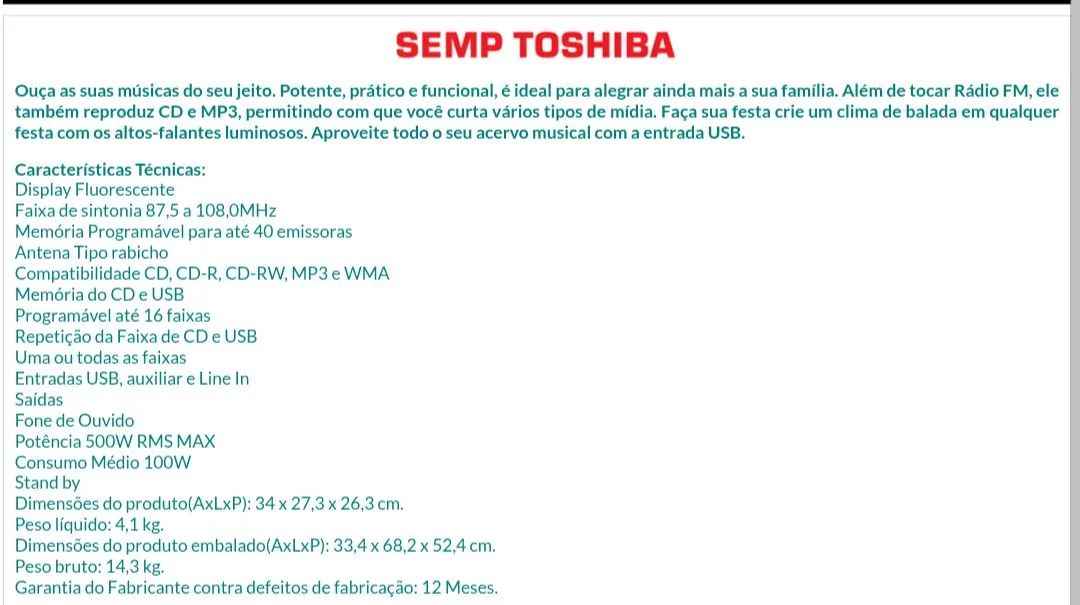 Mini System Toshiba com USB e MP3 - Foto 2