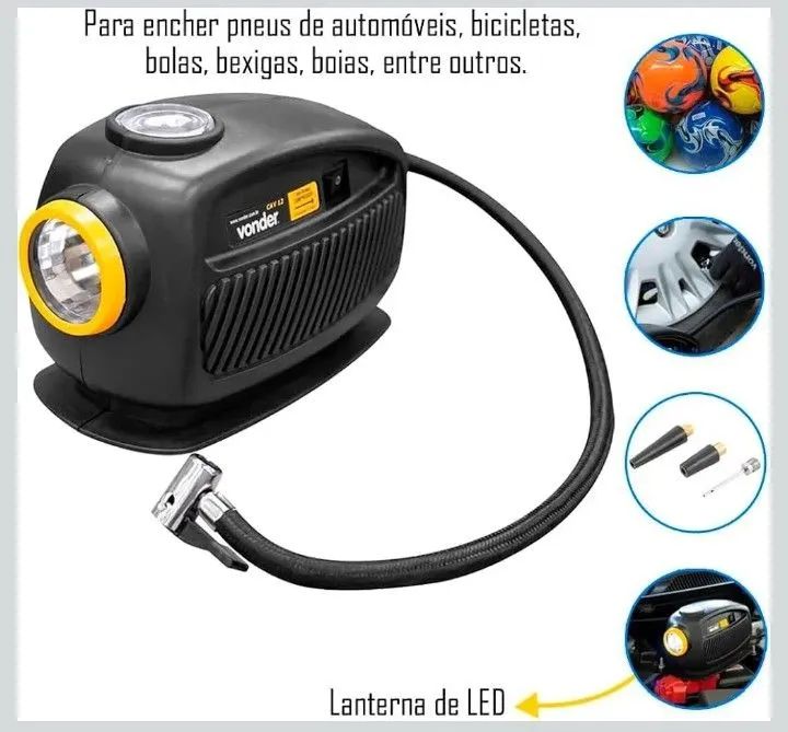 Kit compressor automotivo e kit remendos para pneu sem câmera. - Foto 3