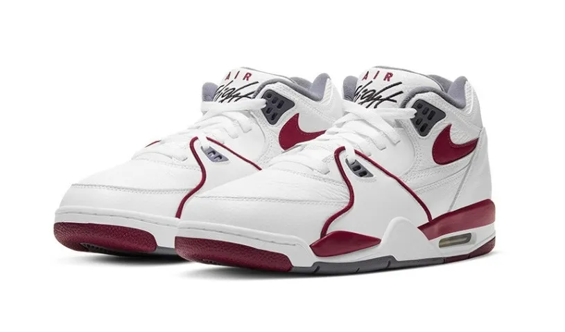 Tênis Nike Air Flight 89 White Team Red Smoke Gray.