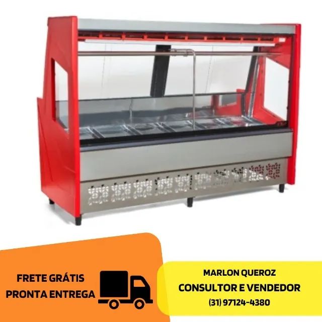 Balcão de Açougue Polar 2M Vermelho com Tendal