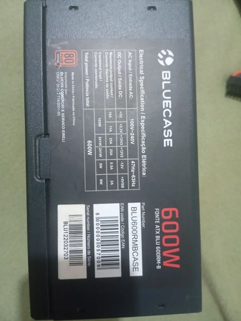 Fonte ATX bluecase 600w ( com defeito ) - Foto 2